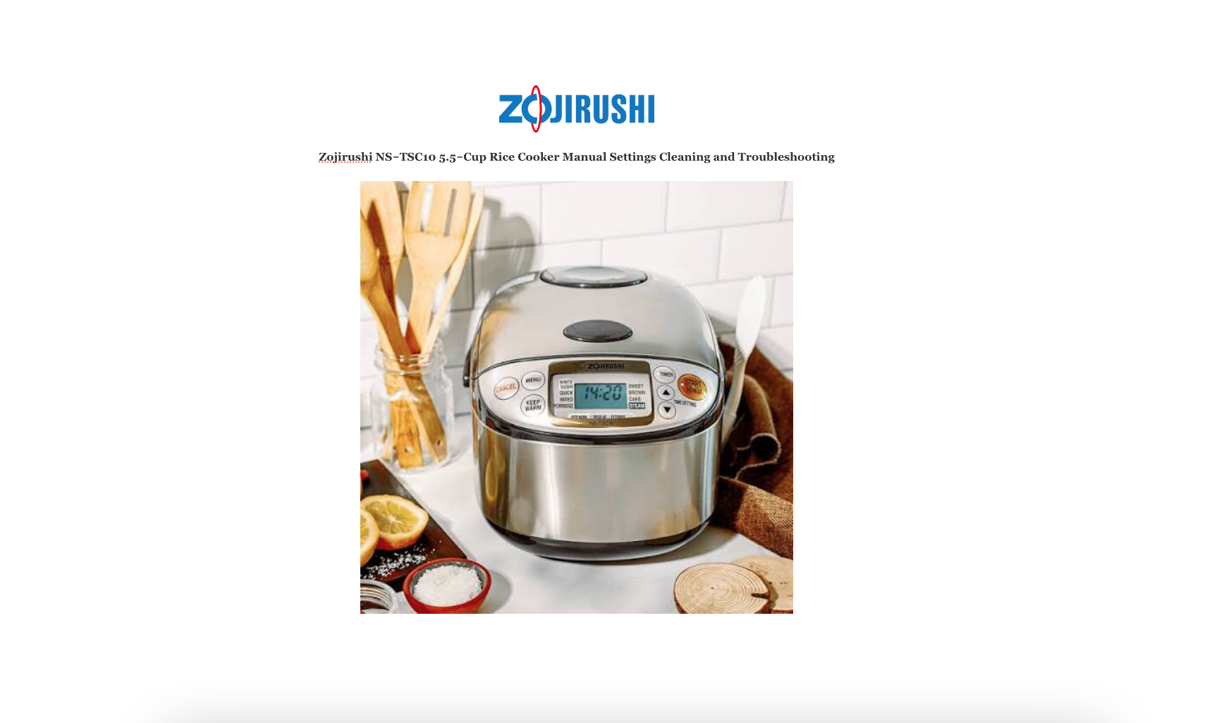 Zojirushi NS‑TSC10 5.5‑Cup Rice Cooker Manual Settings Cleaning and Troubleshooting Guide