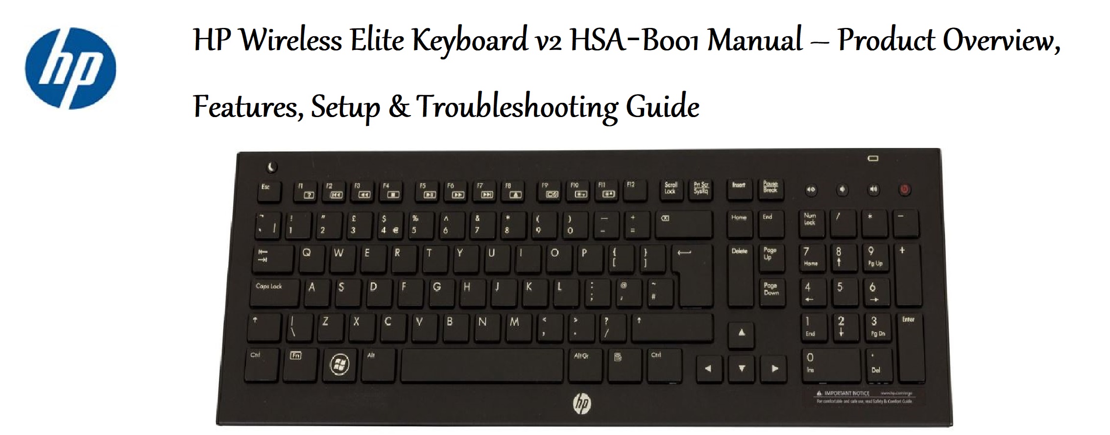 HP Wireless Elite Keyboard v2 HSA‑B001 Manual – Product Overview, Features, Setup & Troubleshooting Guide