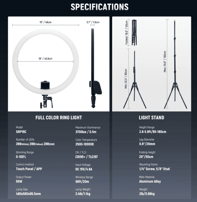 Neewer-18‑Inch-Ring-Light-Manual-Features-&-Setup-Guide-fig-1